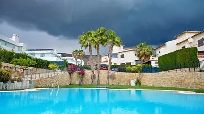 View of a pool in Sierra Cortina resort Spain