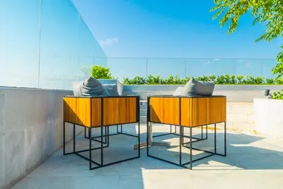 Outdoor patio decoration with char and table