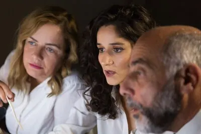 Close-up view of focused business colleagues