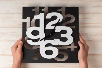 Square clock indoors still life
