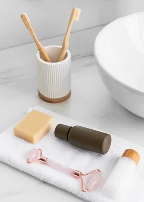 High angle of eco cosmetics concept