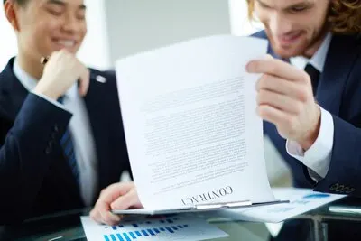 Businessman reading contract