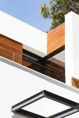 Low angle house with wooden pieces
