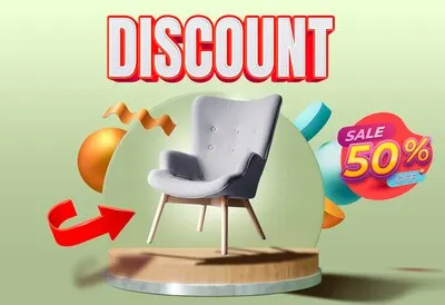 Discount on armchair on podium