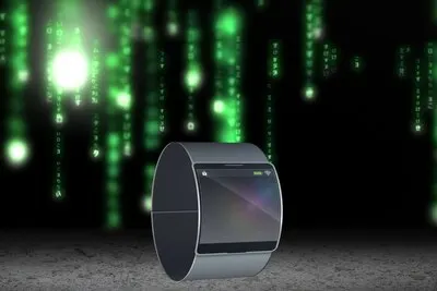 Elegant smartwatch with abstract background