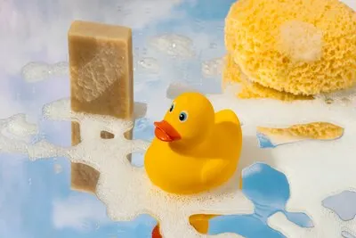 Cute rubber duck still life