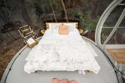 Transparent bubble tent at glamping
