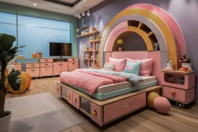 Soft pastel hues room for kids