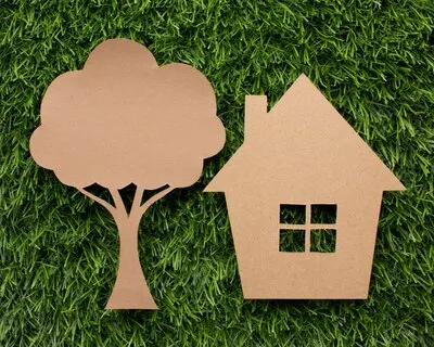 Cartoon tree and house