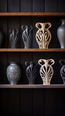 Ornate vases in art nouveau style
