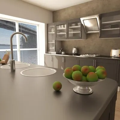 Render of 3D Contemporary kitchen