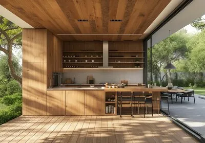 3d rendering of wooden house