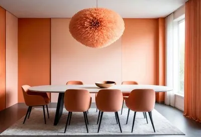 Color of the year interior design space with furniture and decor