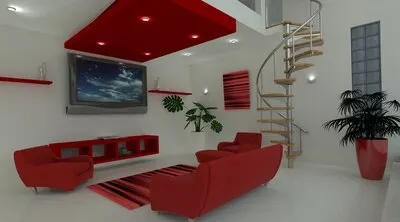 3d render of a contemporary living space