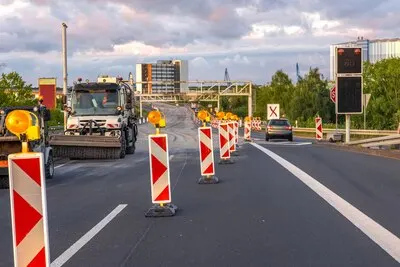 Road works highway repair street machinery