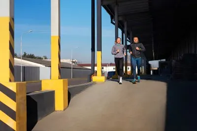 Full shot people working out together