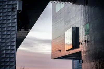 Closeup shot of a textured facade of a modern building