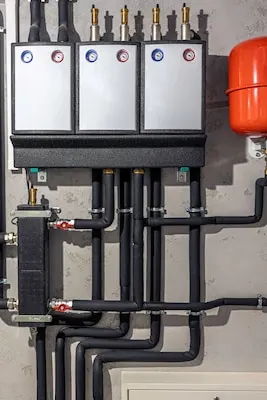 Modern autonomous heating system in the boiler room