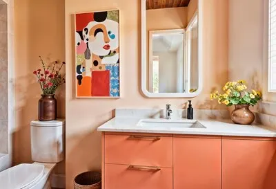 Coral minimalist bathroom