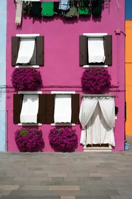 famous view of Burano island Venice