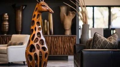 Handcrafted wooden decorative giraffe  sculpture