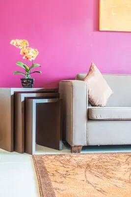 Couch with a wooden furniture