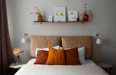 Bedroom view with bed arrangement decor