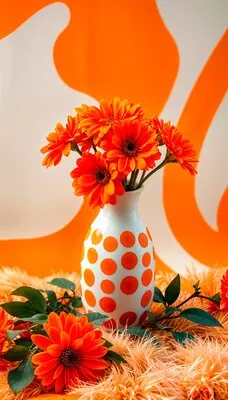 Warm colors vase with flowers