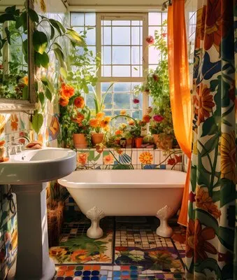 View of small bathroom with modern style decor and furniture