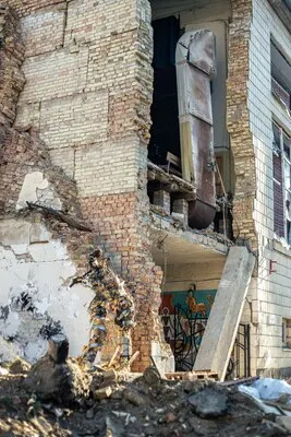 War in ukraine stop the war ruins of a house where a rocket hit ruins