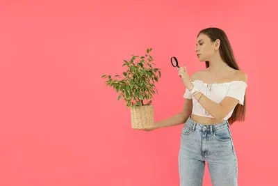 Concept of people young woman on pink background
