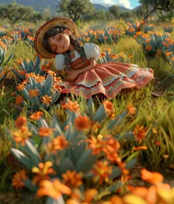 Scene with young children playing in nature outdoors