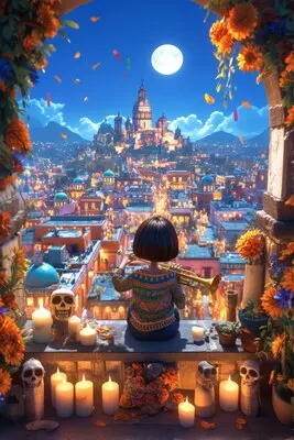 3d dia de muertos cartoon style illustration