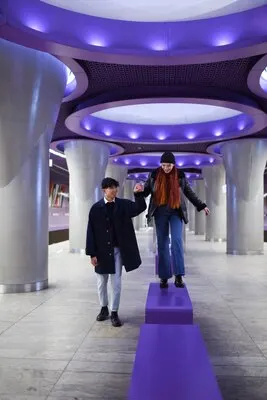 Full shot couple walking together