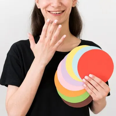 Portrait of interpreter teaching sign language