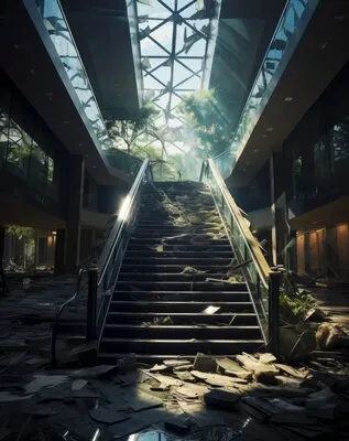 Darkly atmospheric retail environment rendering