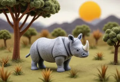Close up on felt animal
