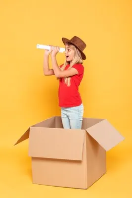 Girl in cartoon box