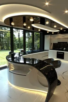 Futuristic kitchen interior design