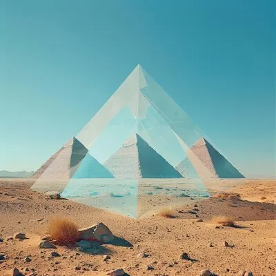 Surreal geometric shapes in the barren desert