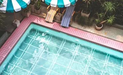 Swimming pool in summer time