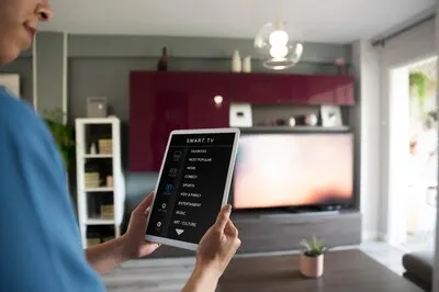 Close up tablet with smart tv control