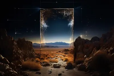 Fantasy style entryway or door with desert landscape