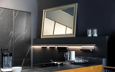 Part of the interior of the kitchen in black modern minimalism