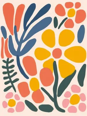 Digital art of organic floral shapes pattern