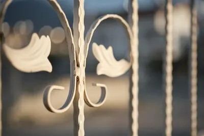 Details of a metal lattice on a fence selective focus protection and decoration of plots idea of security and decor