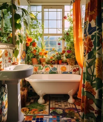 View of small bathroom with modern style decor and furniture