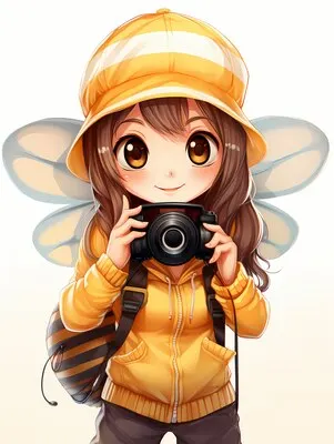 Portrait of young girl with bee costume