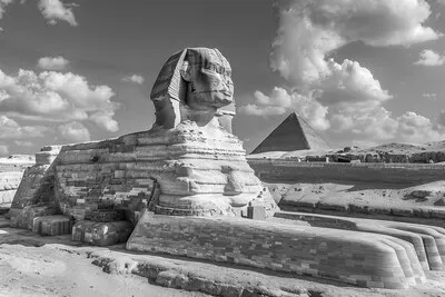 Monochrome view of sphinx for world heritage day