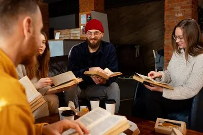 People holding books medium shot